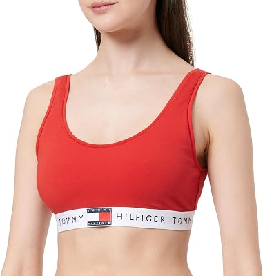 Sujetador Bralette Mujer Unlined con Logotipo en la Cintura, Rojo (Primary Red), XS