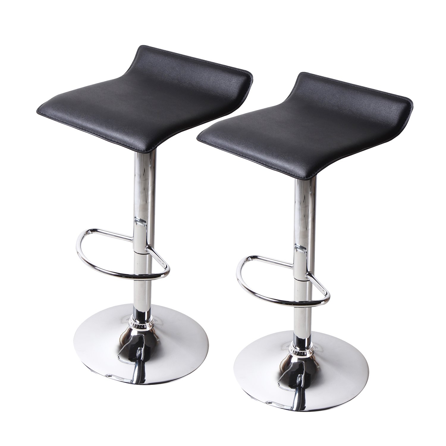 Best Black With Chrome Pedestal Bar Stool With Back