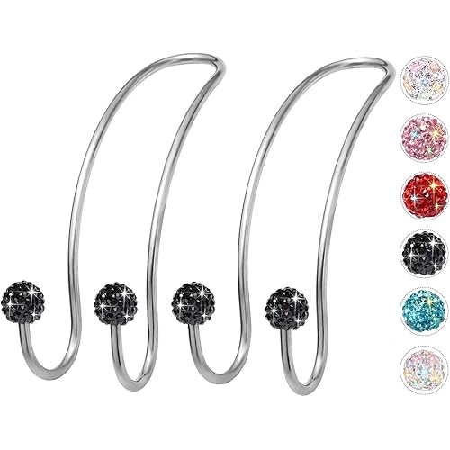 Bling Car Seat Hooks, MTGOCHA Universal Car BackSeat Headrest Hangers Rhinestones Car Hangers Organizer Durable Auto Car Purse Hooks for Handbag Clothes Hat Grocery - Black