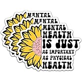 (3Pcs) Mental Health is Just As Important Stickers Motivational Quotes Stickers Decal Waterproof Vinyl Stickers Adult for Laptop Kindle Car Tumbler Water Bottle Mug Phone Notebook Size 3”x2.3”