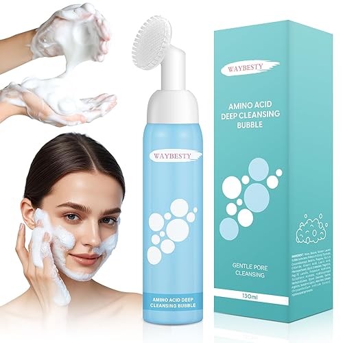 Waybesty Face Wash, Foaming Facial Cleanser, Turmeric Face Wash, Face Cleanser with Brush, Gentle Facial Wash for All Skin, Non-Irritating Pore Facial Cleanser for Women, Oil Control, 130ml