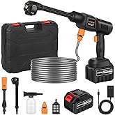 Portable Cordless Pressure Washer, 600 PSI 3.0Ah Rechargeable Battery Powered Pressure Washer, 6-in-1 Nozzle with Standard Nozzle for Car Floor Wall Fence Cleaning, Pet Cleaning