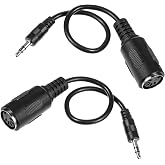 2 Pack of Type-A MIDI to 3.5mm Adapter, 9.5" MIDI Female to TRS 3.5mm Male Breakout Cable Audio Converter BMIDI-5-35 Type A TRS Male 5-pin DIN Cable Ultra-Small Plugs for Keyboards Synths DAWs