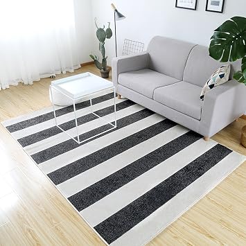 Sehen Fabrik Neueste Kollektion Schwarz Weiss Gestreifter Teppich