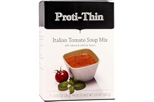 Proti-Thin High Protein Italian Tomato Soup, Healthy Instant Diet Soup Mix, 15g Protein, Low Calorie, Low Carb, Low Fat, Sugar Free, Gluten-Free KETO Diet Friendly, 1 Pack of 7 Servings