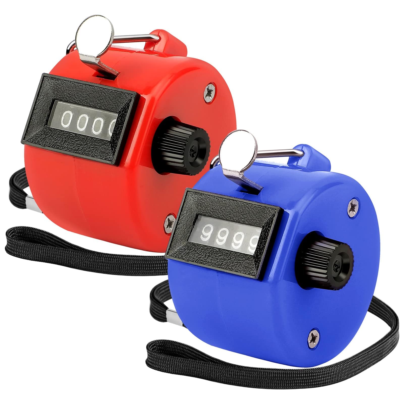 KTRIO Pack of 2 Colors Handheld Tally Counter 4-Digit Number Count Clicker Counter, Hand Mechanical Counters Clickers Pitch Counter for Coaching, Knitting, People, Lap, Fishing, Golf, Toddler & Fidget