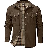 Rousytn Flannel Lined Shirt Jacket for Men Lightweight Snap Button Western Cowboy Shirts Jackets Shacket