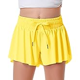Girls Flowy Shorts Butterfly Shorts for Kids with Pocket 2-in-1 Athletic Shorts Running Shorts for Girls