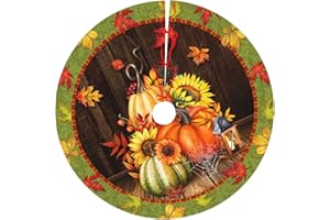 ODFOVOWO Fall Maple Leaf Christmas Tree Skirt Xmas Tree Mat Halloween Christmas Tree Ornaments Decorations Holiday Party Indoor Outdoor 30"