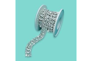 Yhsheen 1 Yard Rhinestone Trim with Elegant Pearl Crystal Rhinestone Chain Rhinestone Applique for DIY Decoration & Bridal Costume Embellishment