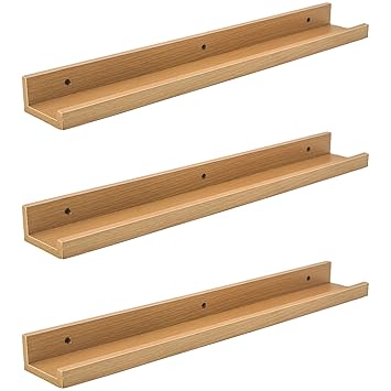 Harbour Housewares Regal für Bilderrahmen Wandregal Kante 56cm Buche - 3er Pack