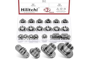 Hilitchi 32Pcs T-Shaped Weld Nuts - M6 M8 M10 M12 Tab Base UNC Carbon Steel Machine Screw With 2 and 4 Projection Base for Furniture, Vehicles, Caster and Industry Machine