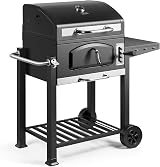 VonHaus Charcoal BBQ XL Portable Grill with Warming Rack & Smoke 2 in 1