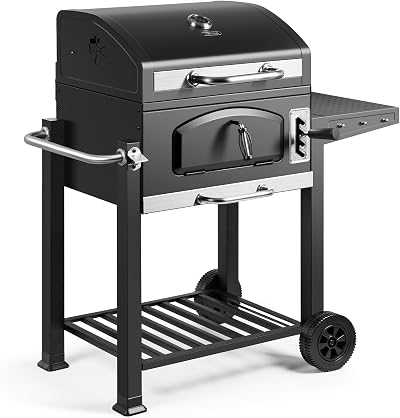 VonHaus Charcoal BBQ XL Portable Grill with Warming Rack & Smoke 2 in 1