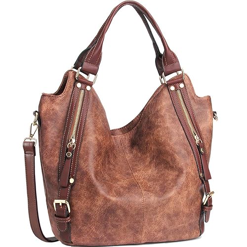 JOYSON Women Handbags Hobo Shoulder Bags Tote PU Leather Handbags Fashion Large Capacity Bags Coffe best stylish purses for fall