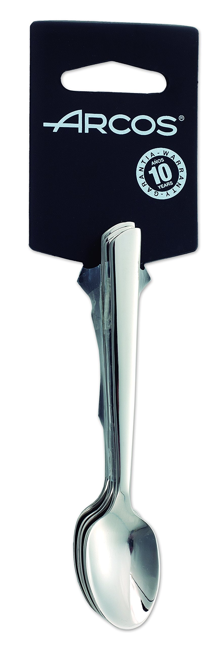 Arcos Series Toscana - Mocca Spoon Set (6 Spoons) - Monoblock of one Piece Stainless Steel 18/10 and 4.5" Silver Color