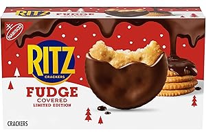 RITZ Fudge Covered Holiday Crackers, Party Snacks, Limited Edition, 7.8 oz