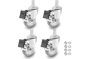 YAEMIKY 2 inch Stem Caster Wheels,Threaded Stem Castors Wheel, 360 Degree Rotated Crystal Clear Wheel,Soft Polyurethane Furniture Wheels for Carts and DIY Projects(M8X15,Brake)