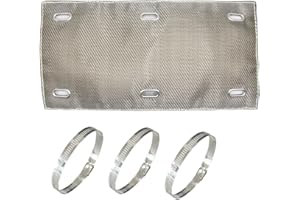 MAUTEMOWING 6" x 12" Exhaust Heat Shield Titanium Pipe Heat Shield with Stainless Steel Clamps Two-Layer Material Design Heat Protection up to 1350°F Protects Heat Sensitive Components, Hoses, Lines