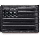 Pefiam Full Grain Leather Wallets for Men, Bifold Wallets for Men, Mens Leather Wallets with 12 Slots, RFID Blocking, Gifts for Men (USA Flag, Black)