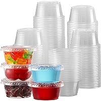 [130 Sets - 2 Oz ] Jello Shot Cups, Small Plastic Containers with Lids, Airtight and Stackable Portion Cups, Salad Dressing C