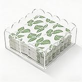 JarThenaAMCS Clear Acrylic Napkin Holder Elegant Scalloped Cocktail Paper Napkin Tray with 4 Non-slip Pads for Fall Wedding Home Hotel Office Kitchen Bathroom Table Countertop Decor, 5.3 x 2.3 Inch