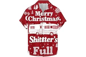 Merry Christmas Button Down Shirt for Men Casual Short Sleeve Bowling Shirts 2025 Funny Xmas Graphic Print Hawaiian Shirt