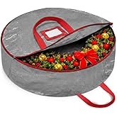 ZOBER Christmas Wreath Storage Container 36 Inch - Wreath Bag for Artificial Wreaths Box - Dual Zippered Wreaths Storage Bag 