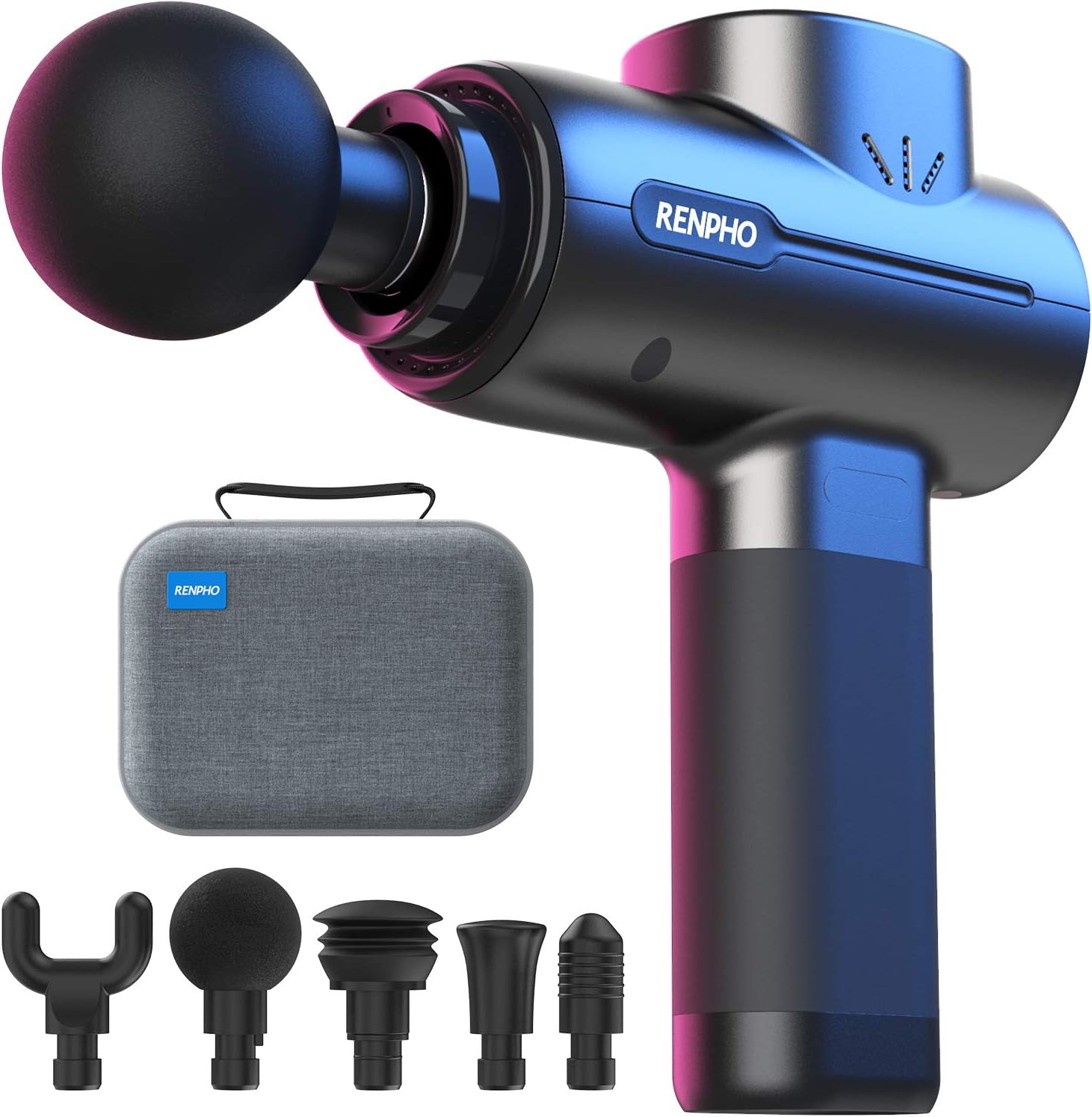 Powerful Portable Massage Gun, RENPHO Deep Tissue Percussion Massage Gun for Muscle Back Foot Pain Relief After Gym, Handheld Massager Machine with 3200rpm Motor 2500mAh Battery Type-C Charging: Health & Personal Care