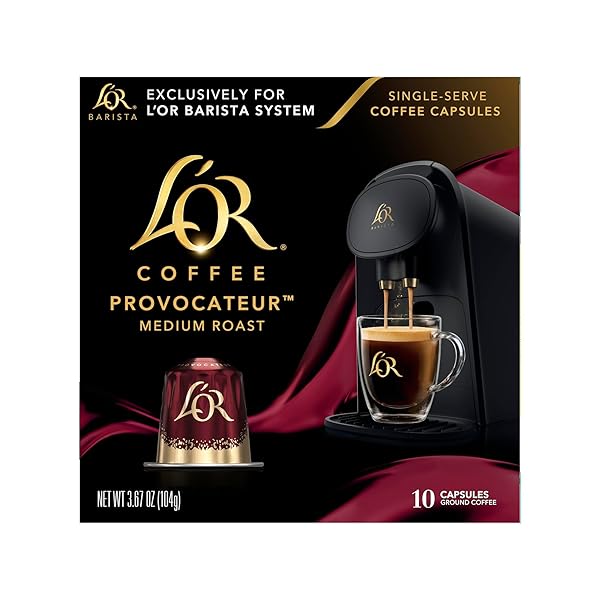 L’OR COFFEE PODS, 10 COUNT PROVOCATEUR MEDIUM ROAST BLEND, SINGLE-SERVE ALUMINUM COFFEE CAPSULES COMPATIBLE WITH THE L’OR BARISTA SYSTEM, 10 COUNT (PACK OF 1)