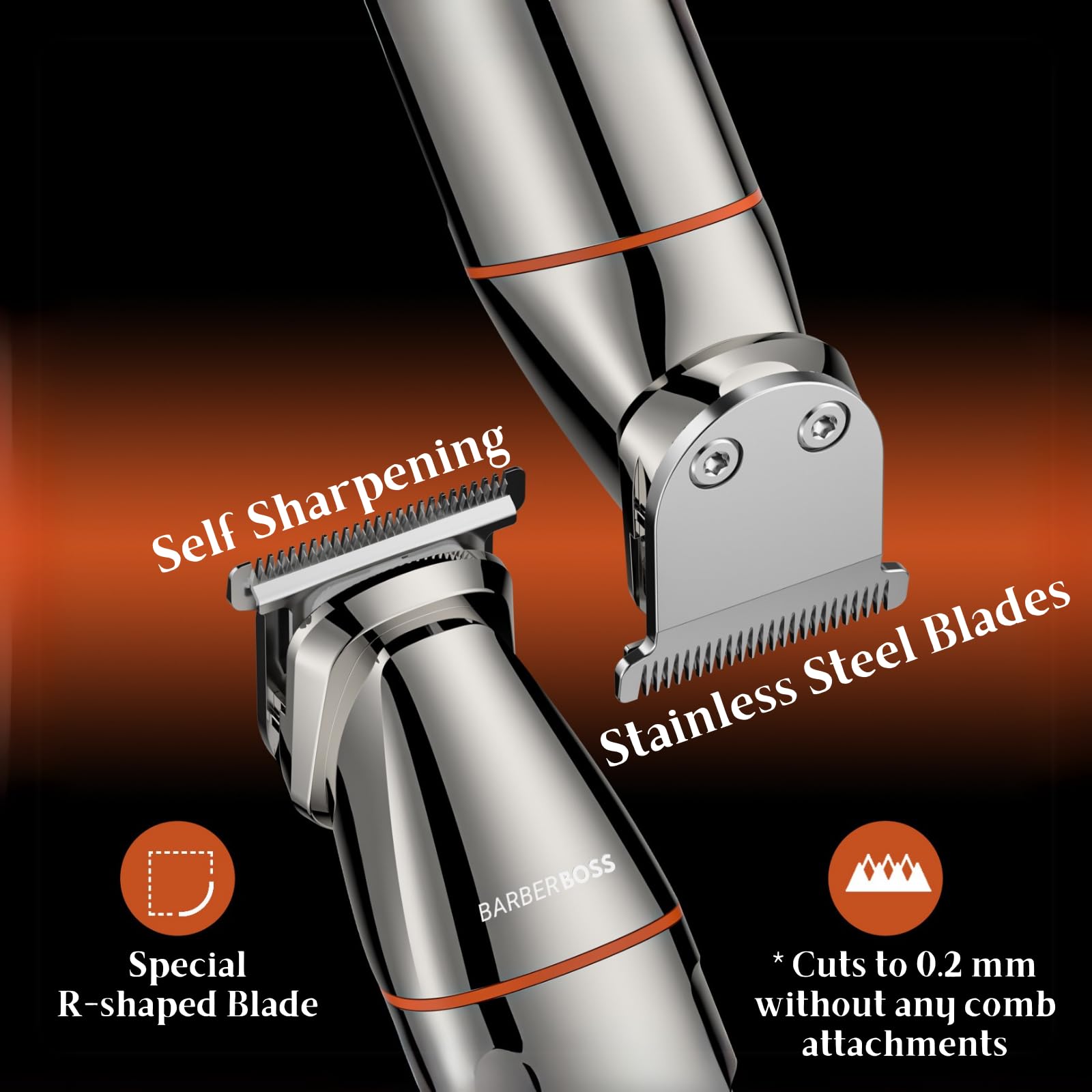 BarberBoss rasierer herren elektrisch, bartschneider herren, 5-in-1 Pflegeset für Männer, Haarschneidemaschine, Bartschneider-Set, Detailrasierer, Präzisionstrimmer für Nase, Ohren & Körper, QR-6010 4