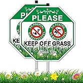 2 Pack No Dog Poop or Pee Signs for Yard, 10"W x 28"H All Aluminum Keep Off Grass Sign with Stake, Please Be Respectful Stop Dogs from Pooping Peeing On Lawn, Stay Dogs Off Lawn Sign, UV Protected