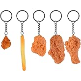 Luckforest Imitation Food Keychain, 5 Pcs Creative French Fried Chicken Nuggets Fried Chicken Legs Wings Keyrings for Handbag Purse Car Accessories