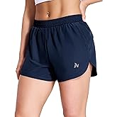 Nepest Womens Running Shorts with Mesh Liner Elastic Waist Quick Dry 3 inch Athletic Workout Shorts with Zipper Pocket