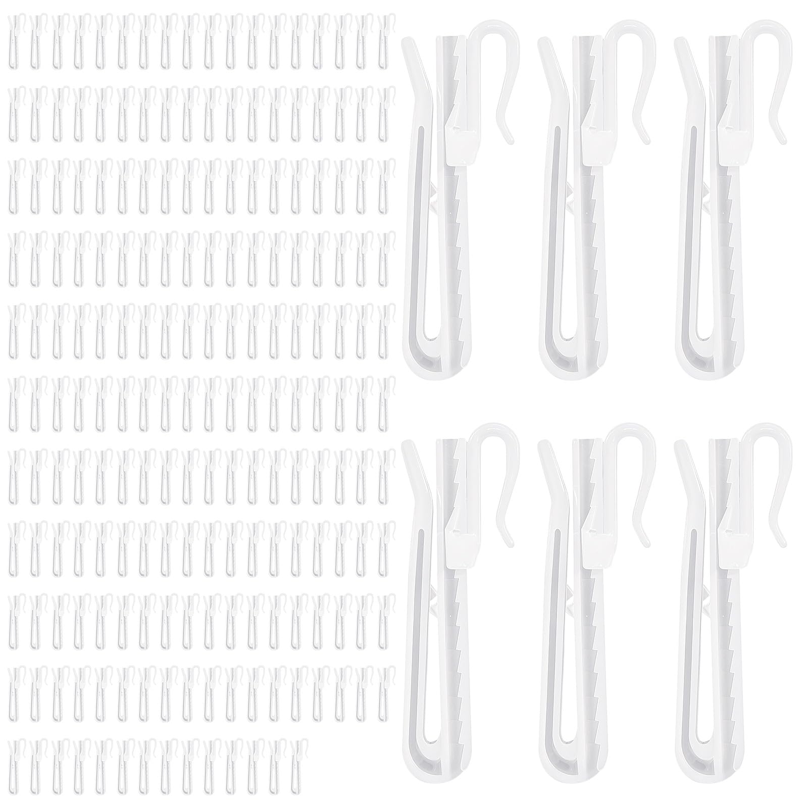 Photo 1 of 200 Pcs Pinch Pleat Curtain Hooks Adjustable Curtain Hooks Plastic Curtains Pleat Hook Clips Ratchet System Pinch Pleated Curtains Drapery Pin Hook for Window Door Shower