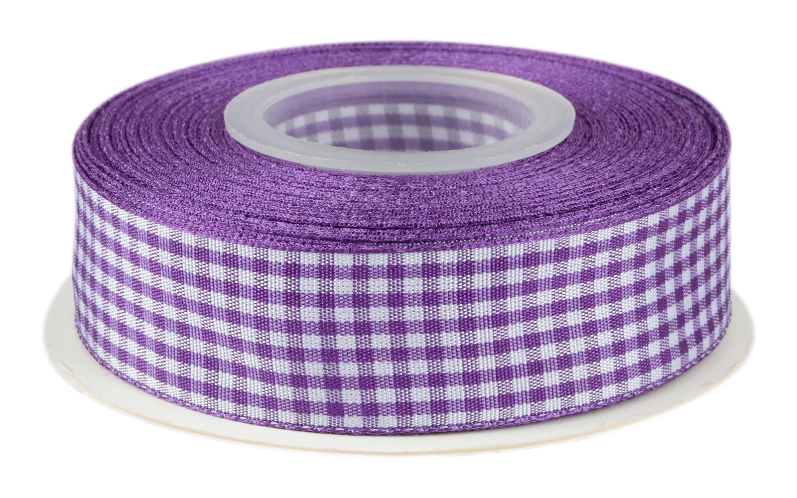 Ribbonitlux Gingham Ribbon, 25mm X 22 Meters, Plaid Checkered Ribbon with Woven Edge, Buffalo Straped Ribbon for DIY Crafts Decoration, Flower Bouquet Wrapping Home Decoration (Purple)