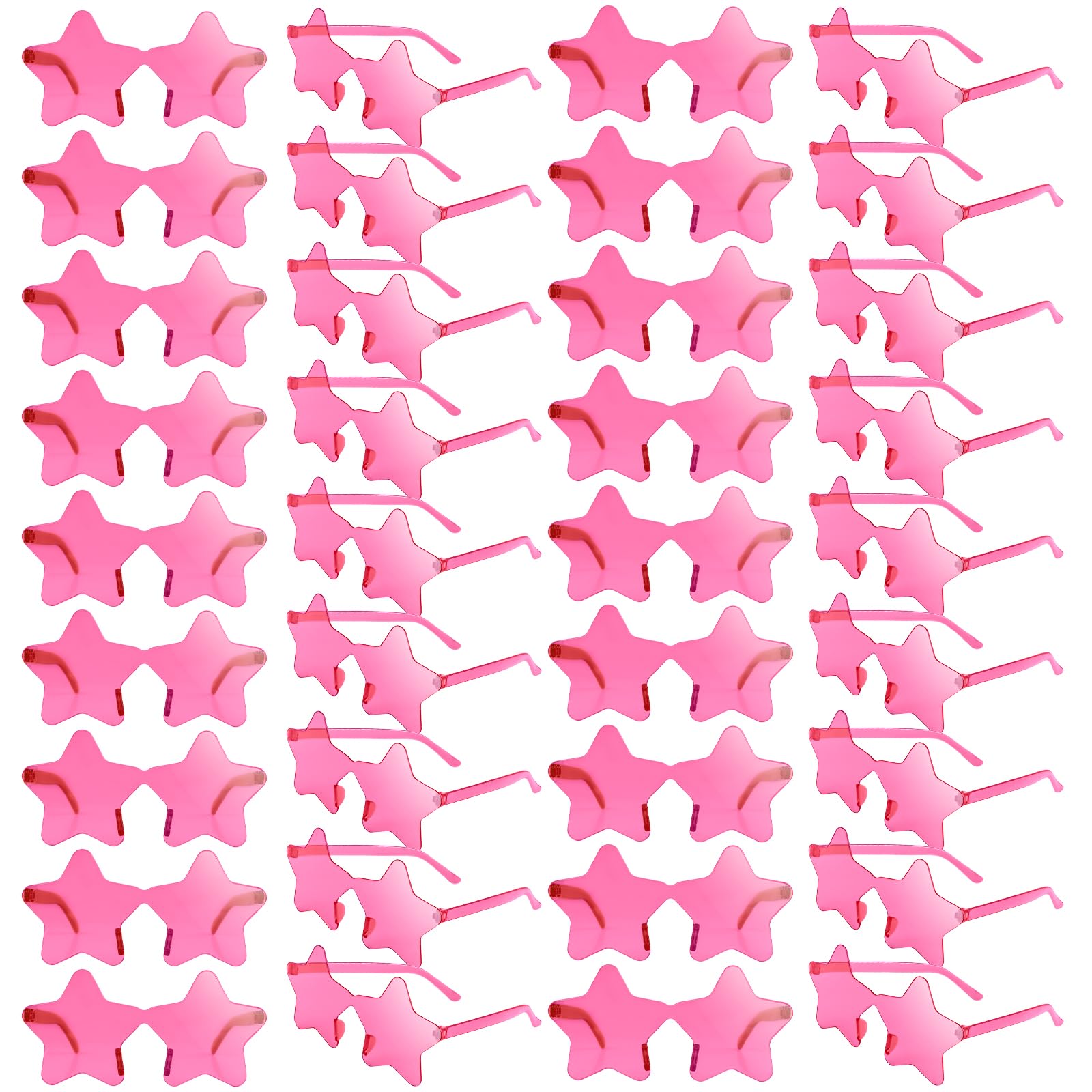 NACHLYNN Rimless Star Shaped Sunglasses Pentagram Glasses Transparent Sunglasses Valentine Day Party Favor (36, Rose Red)