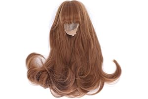 Doll Head Interchangeable Wig with Bangs, Light Brown Long Synthetic Hair for DIY Simulation Doll Making, Customizable Stylin