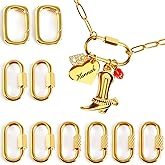 Stainless Steel Screw Carabiner Lock Charms, 18K Gold Plated, 10 Pieces, Jewelry Making Connectors, 0.83 x 0.43 Inch, Necklace Charm Holder Clasps (10)