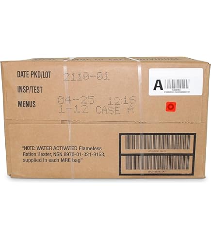 Amazon.com: USA MRE Full CASE of 12 Case A (Menus 1-12) : Sports