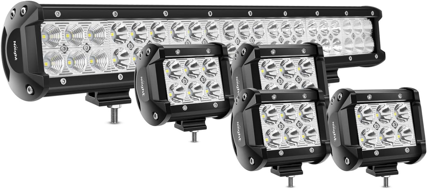 Nilight 20Inch 126W Spot Flood Combo Led Light Bar 4PCS 4Inch 18W Spot LED Pods Fog Lights for Jeep Wrangler Boat Truck Tractor Trailer Off-Road,2 years Warranty: Automotive