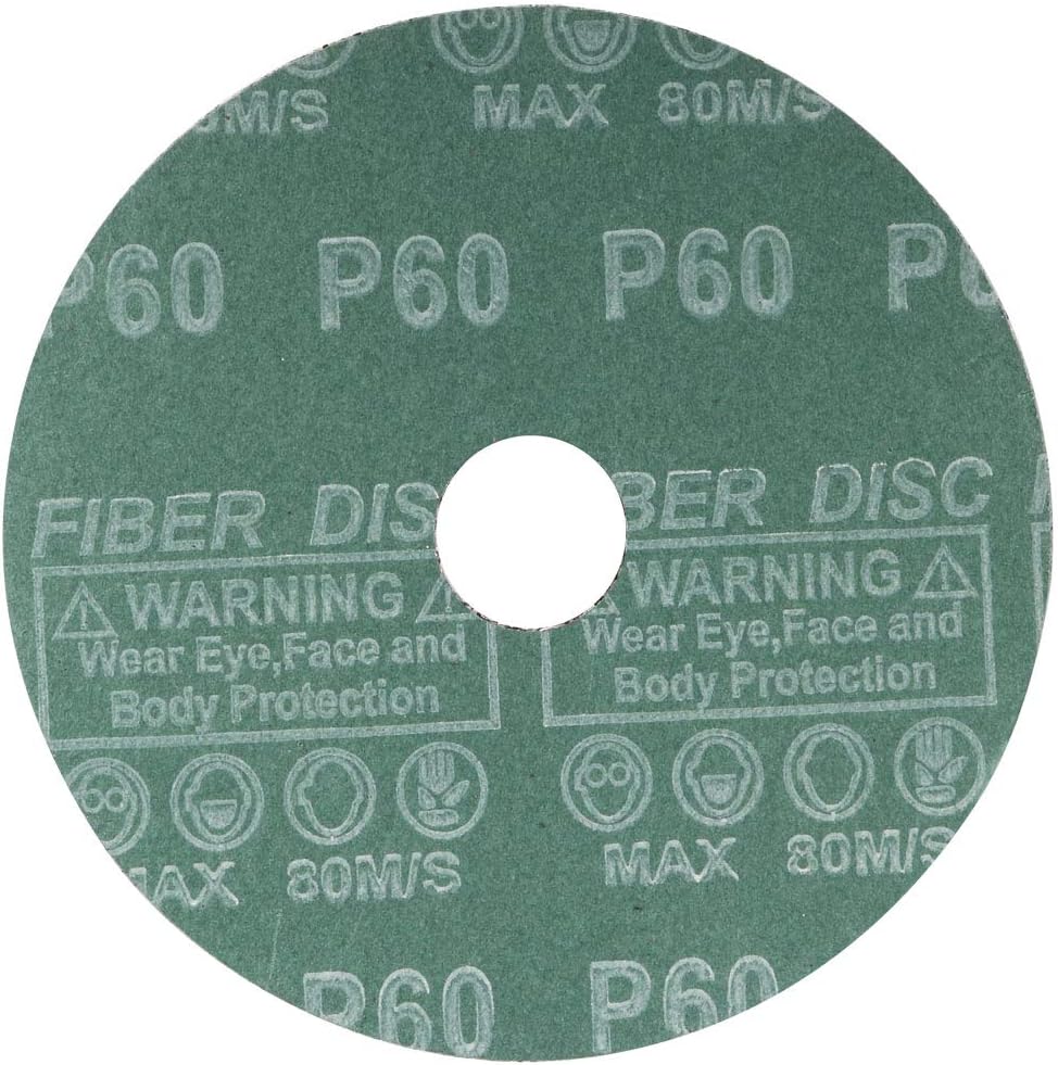 sourcing map 5-Inch x 7/8-Inch Aluminum Oxide Resin Fiber Discs, Center Hole 60 Grit Sanding Grinding Discs, 5 Pack - Image 4