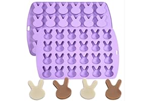 LLCHUNYUN Easter Bunny Silicone Mold for Chocolate 24 Cavities Easter Bunny Cookie Molds for Baking Rabbit Jello Candy Molds Easter Soap Molds Ice Cube Candle Molds for Cupcake Decorations (purple bunny)