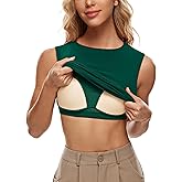 Wingslove Tank Top with Built In Bra for Women Shelf Bra Workout Tank Tops for Spring and Autumn Basics Sleeveless Garment Forest Green M