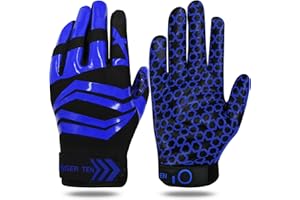 VEASAERS Football Gloves Adult Youth Upgrade Silicone High Non-Slip Grip Flexible Lightweight Receiver Glove Adults Sizes for Men Women Kids Boys