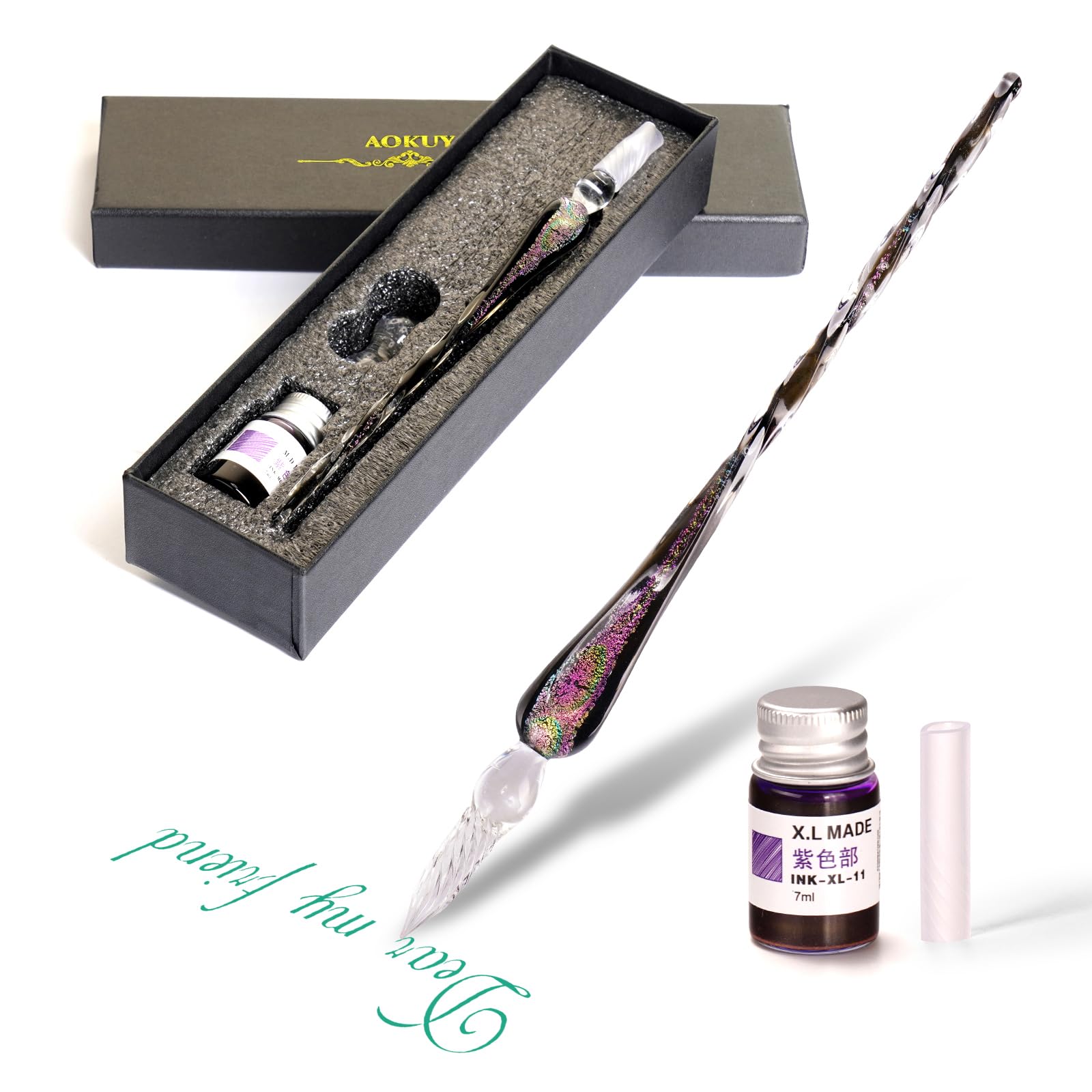 Glass Dip Pen Set -Calligraphy Pen Signature Pen Writting for School Stationery Art Decoration Supplies.