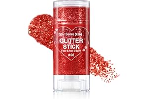 IONSGAKO Red Body Glitter Stick, Face Body Glitter Gel Holographic Hair Glitter Halloween Chunky Sequin Waterproof Face Paint