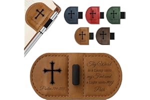 JUBOPE Bygone Mark Personalized Leather Bookmark with Pen Holder - Magnetic Bible Verse Design, Inspirational Gifts for Men and Women, Christian Book Lovers Reading Accessory (Brown-Psalm 119：105)