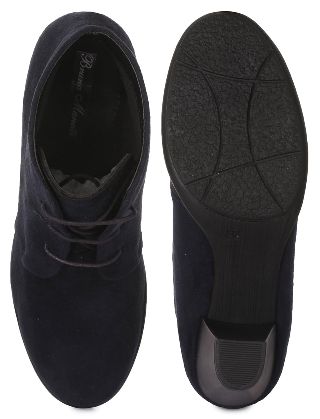 bruno manetti women (ay-102) navy blue suede leather heeled boots