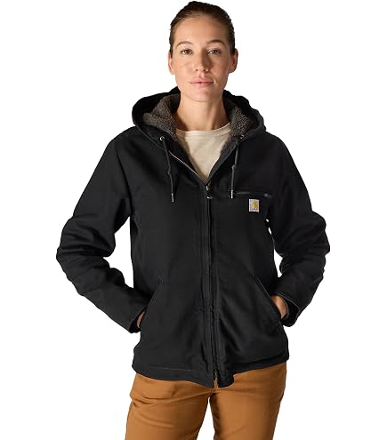 Carhartt Men's Washed Duck Sierra Jacket, Black, Small at Amazon